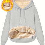 Fleecefodrad hoodie dam – grå med huva & magficka