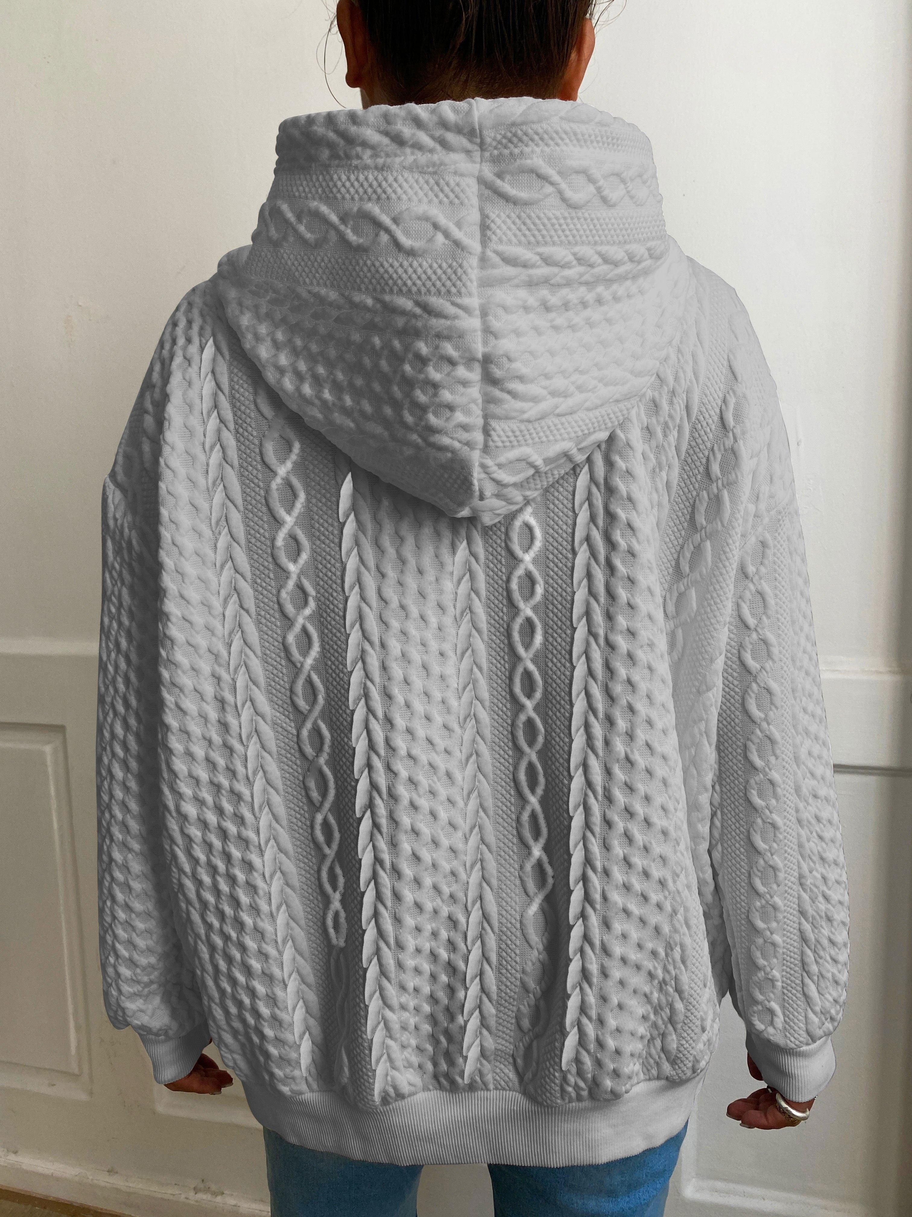 Hoodie dam plus size – ribbad design med huva & dragsko