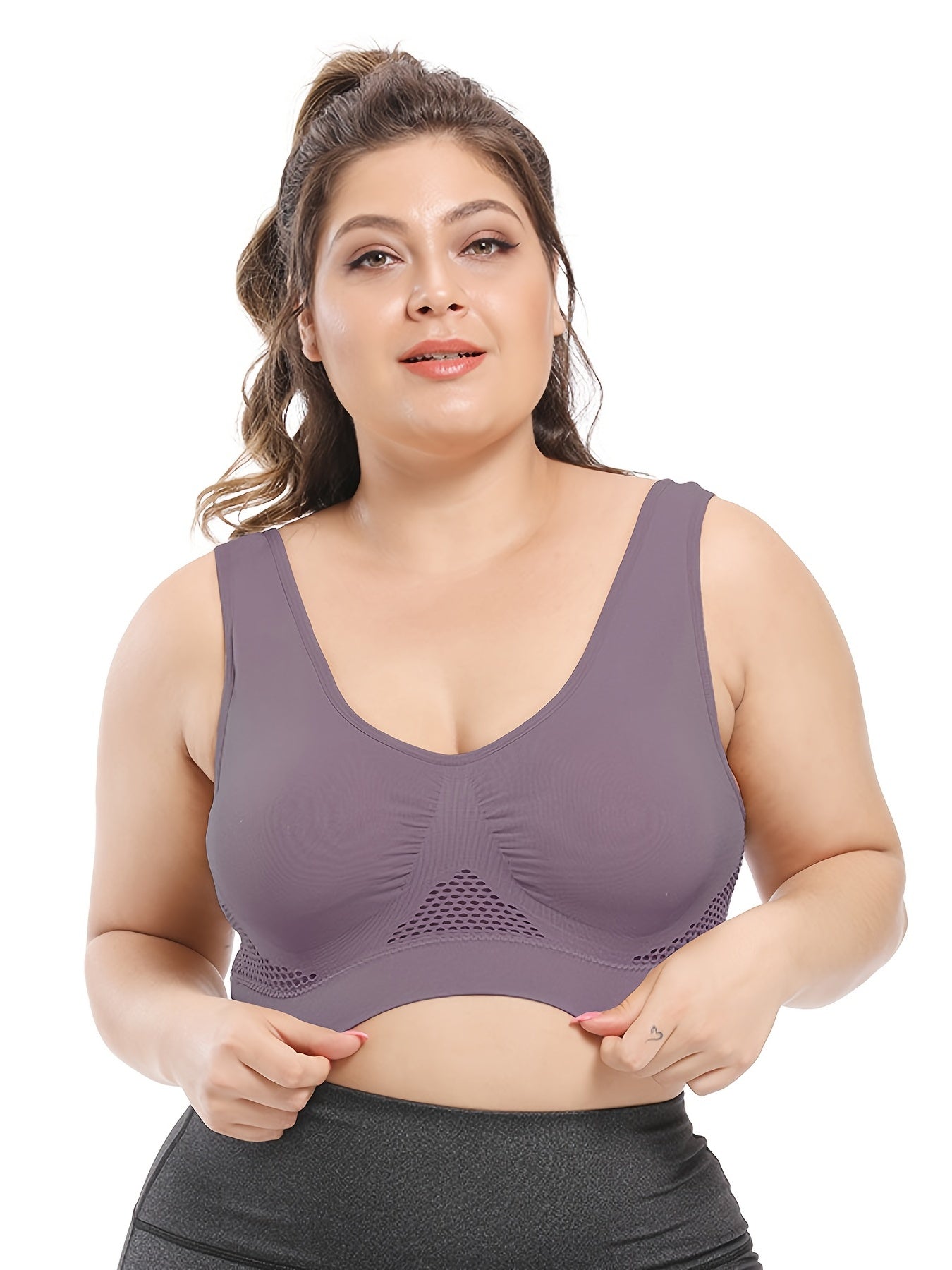 Sömlös sport-bh plus size – andningsbar med push-up & uttagbara inlägg