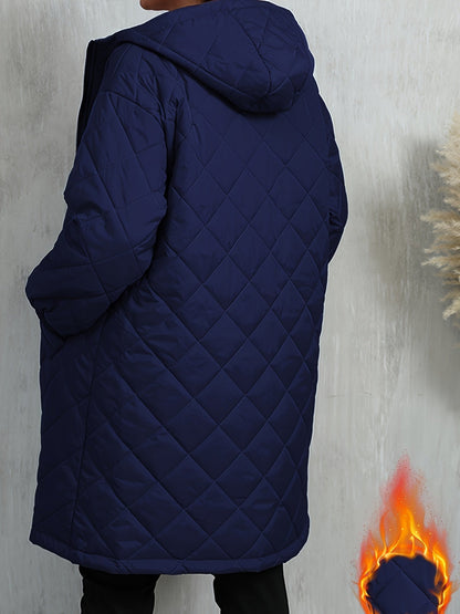 Quiltad jacka dam – elegant lila med huva & dragkedja