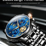 Klocka Andreas (klassisk herrklocka i stål med romerska siffror & månfas)