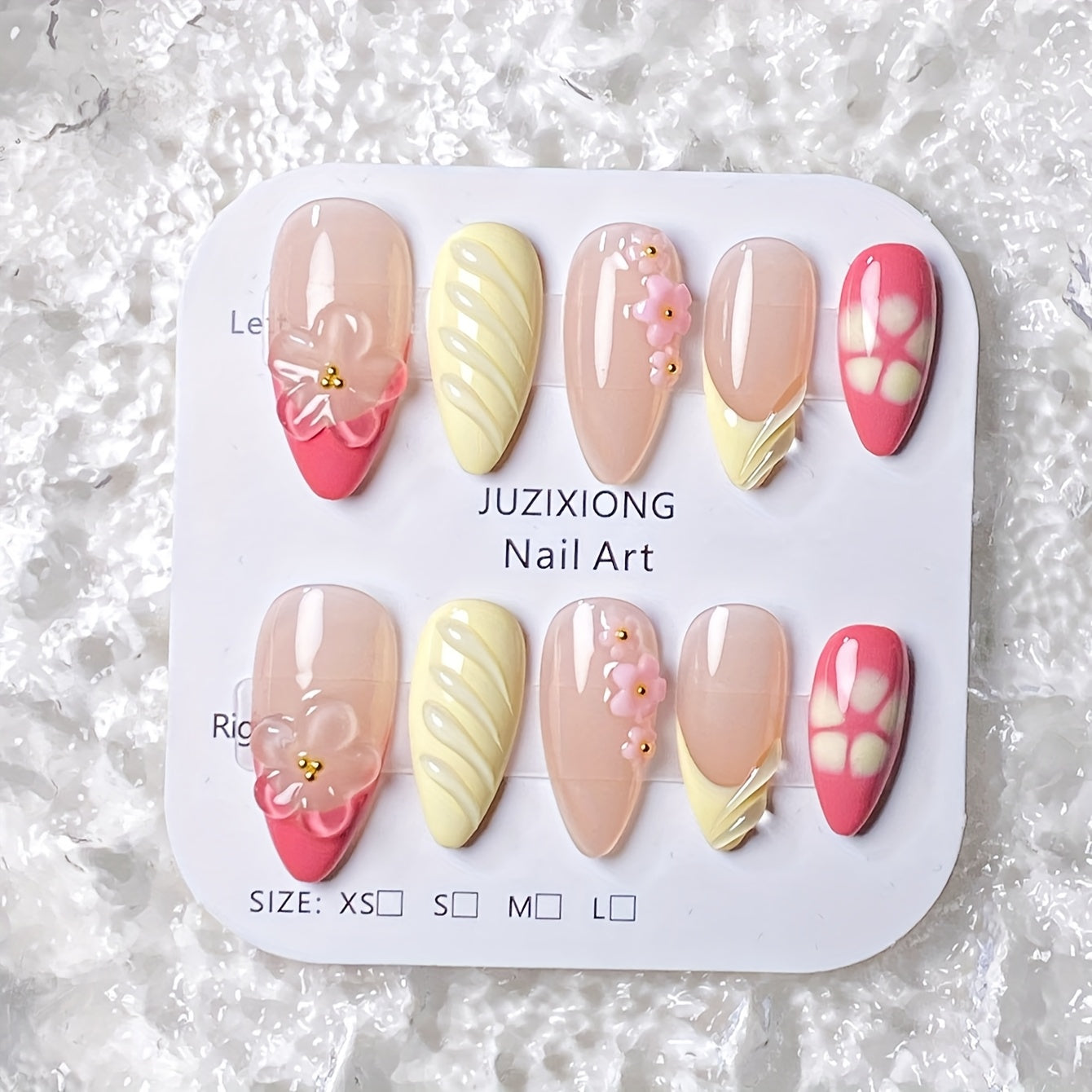 FloraTips™ – Eleganta Mandelnaglar med Blommor & Fjärilar (10-pack)