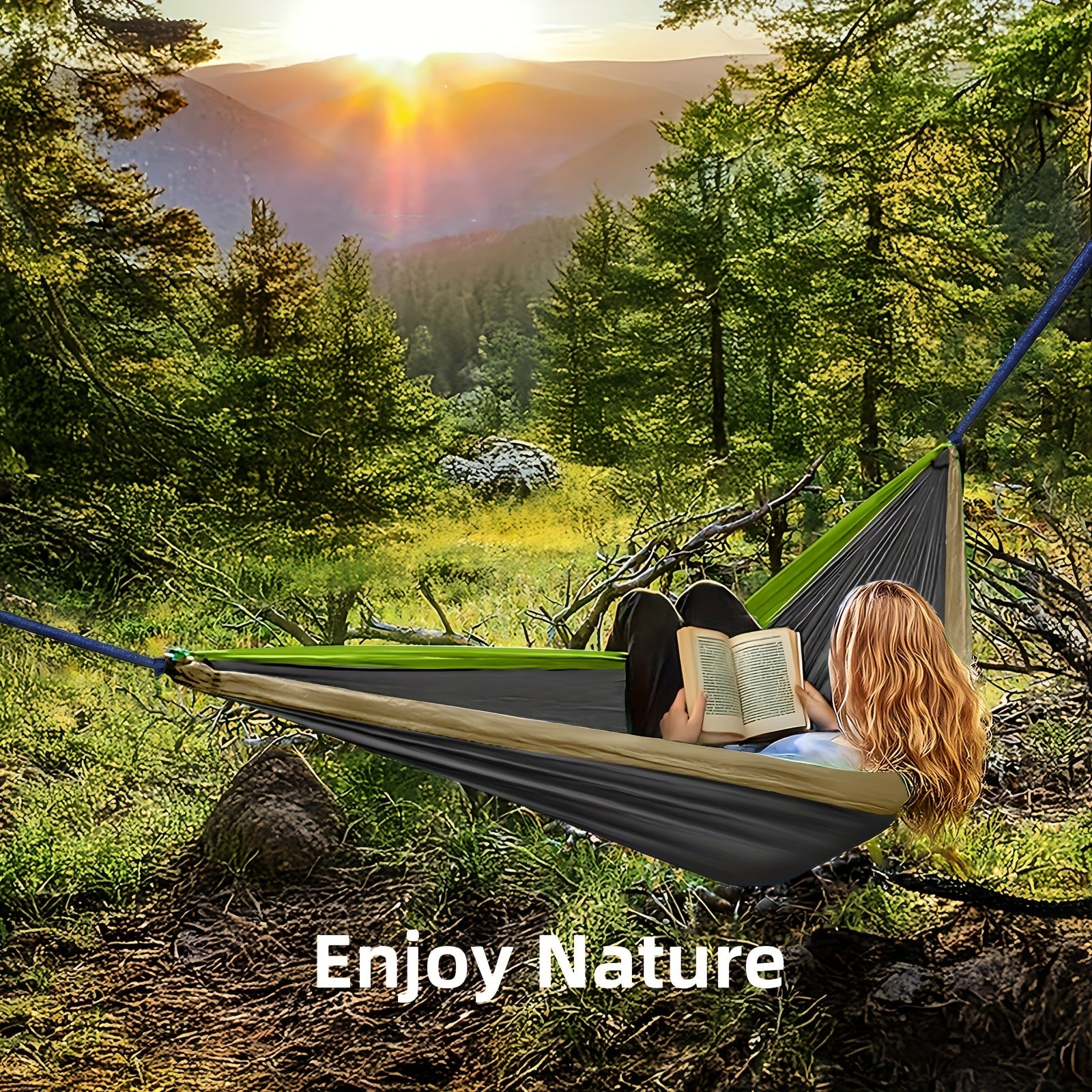 Extra Stor Camping Hängmatta – 3x2 m med Tillbehör