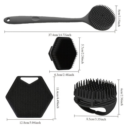 4-Pack Silikon Kroppsborstar, Handtag, Mjuk