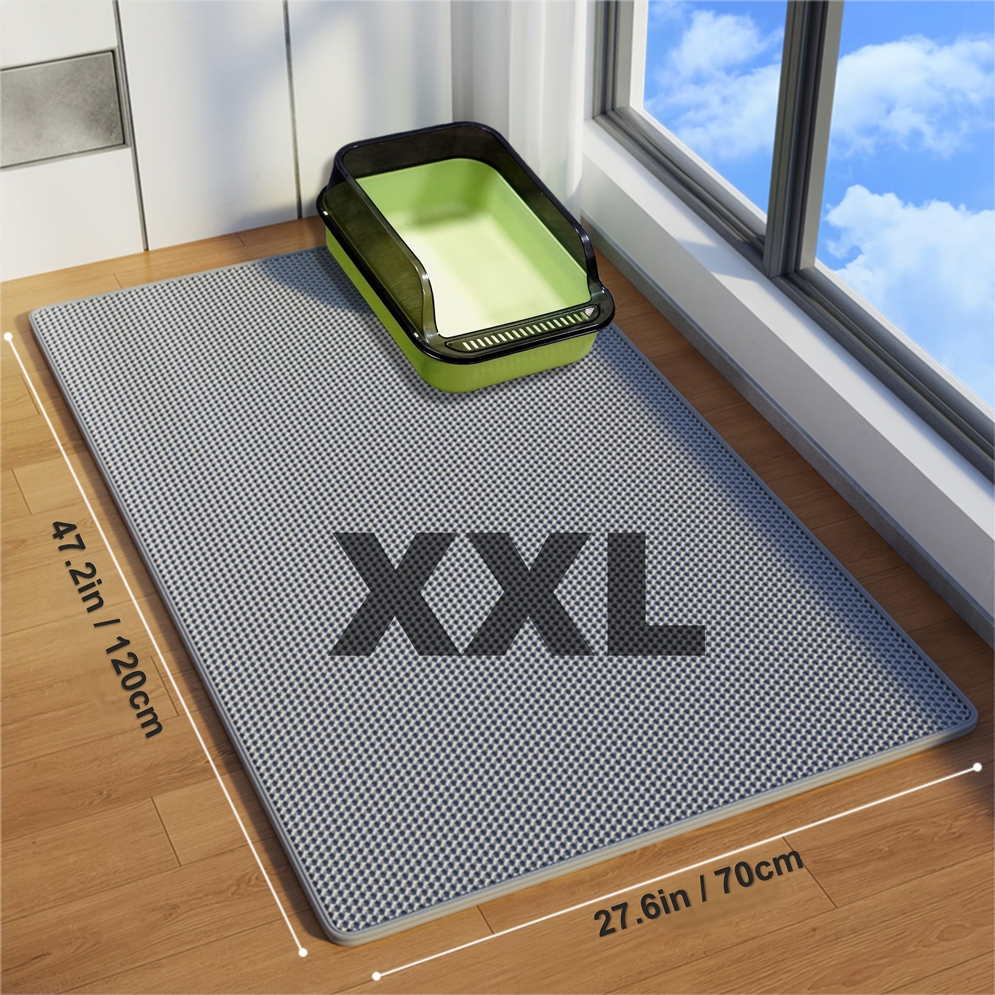 Extra Stor Dubbellagers Kattlådematta, Vattentät och Halkfri