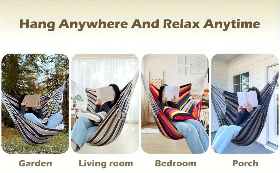 Hängmatta Stol med Kuddar och Canvas Förvaring