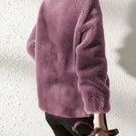 Damjacka röd – mjuk fuskpäls med dragkedja