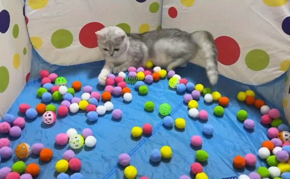 Kattbollhav med 12 Färgglada Bollar