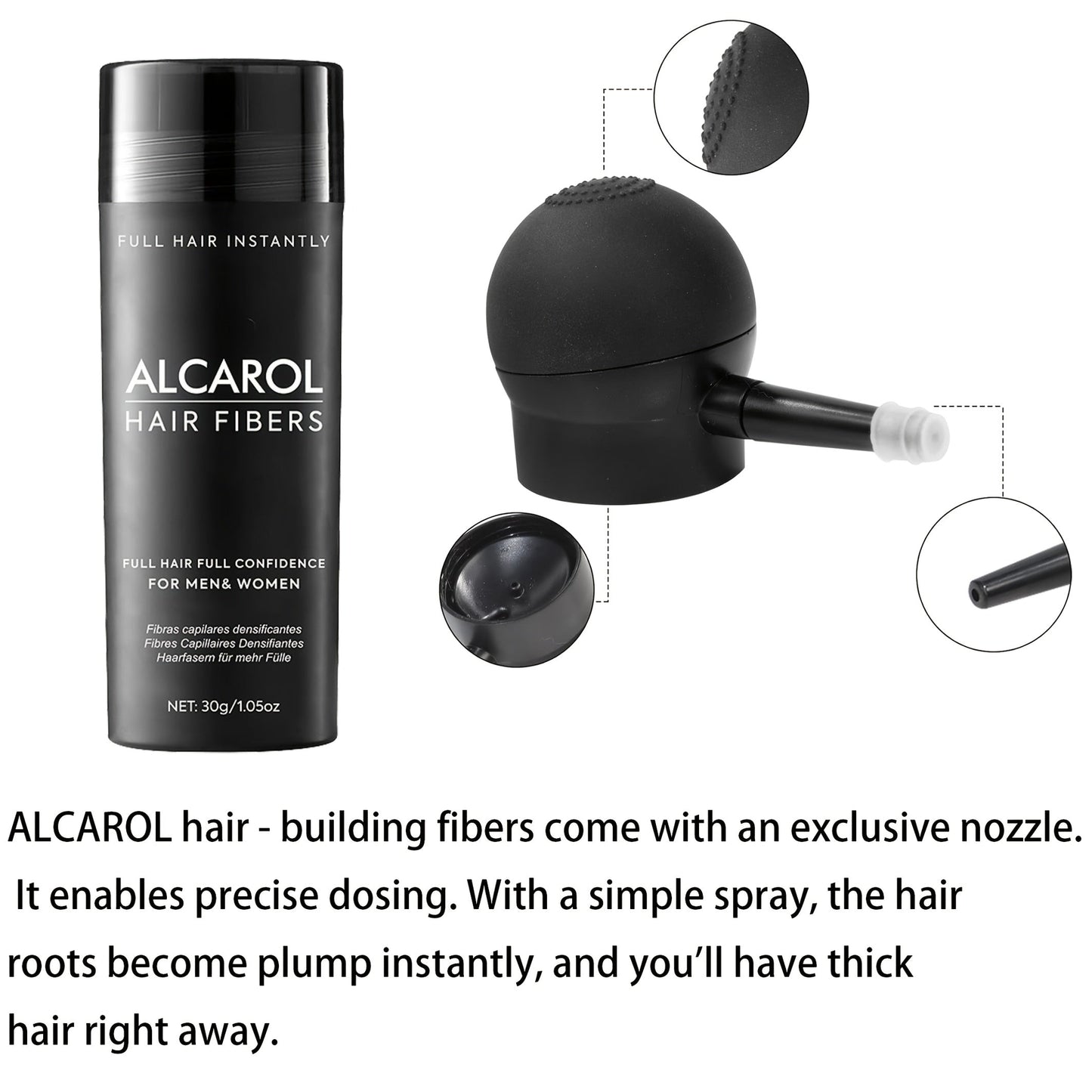 Hiusten paksuuntumiseen tarkoitettu kuitujauhe