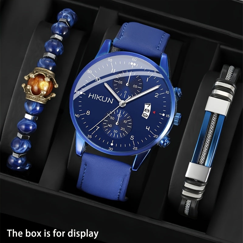 Emil-kellosetti (3 ylellisen muotoilun omaavaa miesten kelloa rannekkeella)