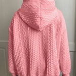 Hoodie dam plus size – ribbad design med huva & dragsko