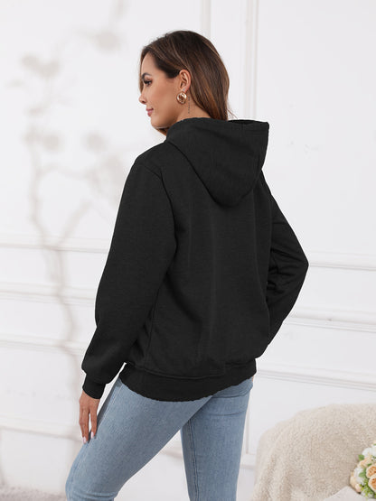 Fleecefodrad hoodie dam – grå med huva & magficka