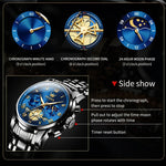 Klocka Andreas (klassisk herrklocka i stål med romerska siffror & månfas)