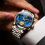 Klocka Andreas (klassisk herrklocka i stål med romerska siffror & månfas)