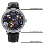 Klocka Niklas (automatisk herrklocka med galaxdesign & läderarmband)