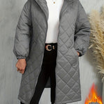 Quiltad jacka dam – elegant lila med huva & dragkedja