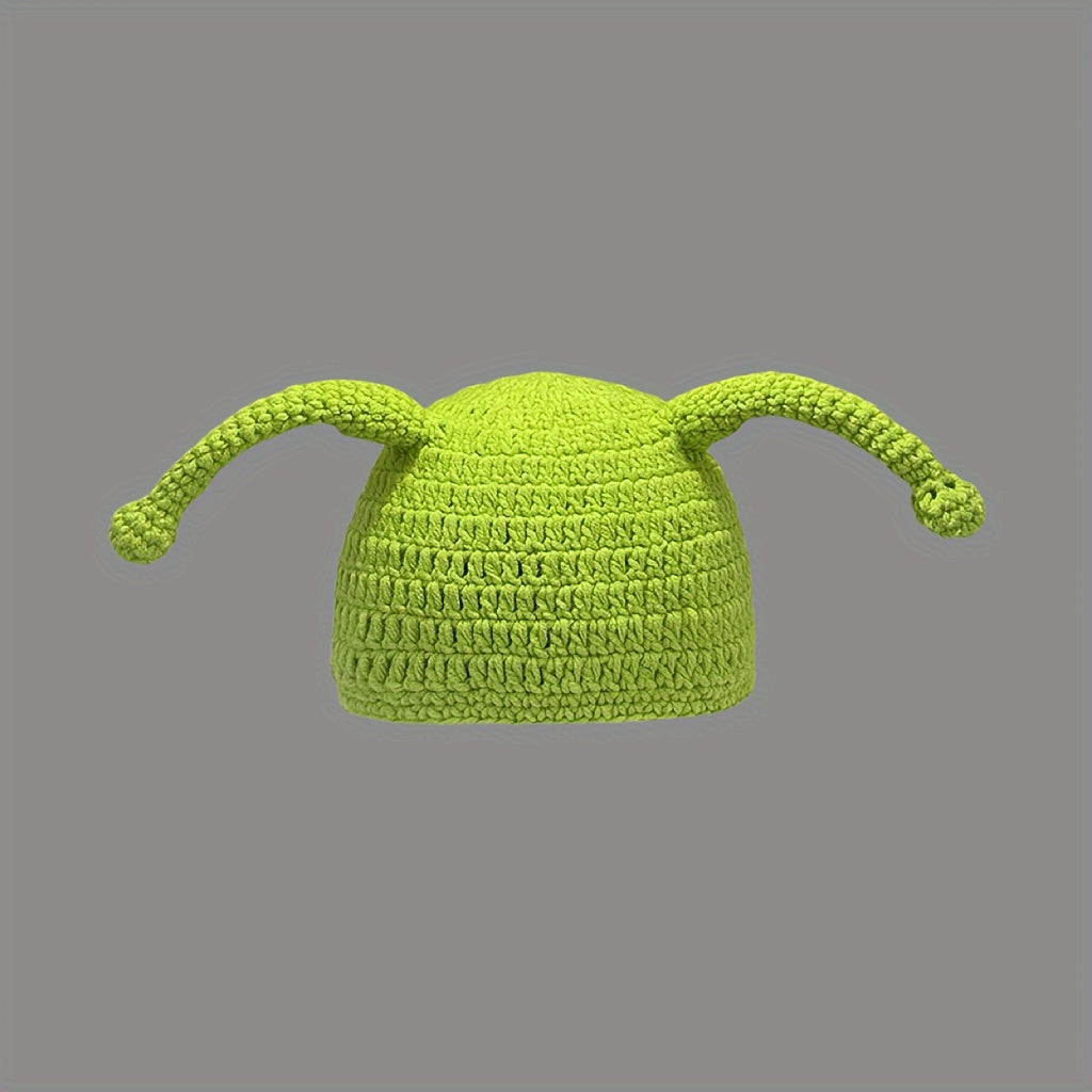 Froggy Mössa, Grön Virkad Vintermössa, Unisex