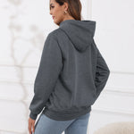 Fleecefodrad hoodie dam – grå med huva & magficka