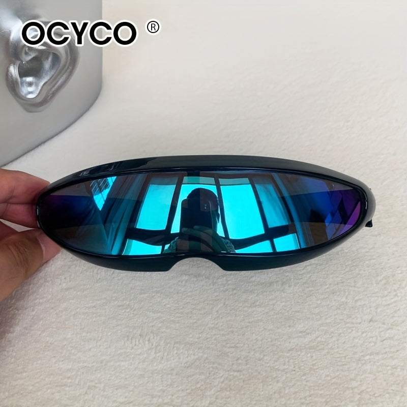 Futuristiska sci-fi glasögon – unisex med spegellinser & bred ram