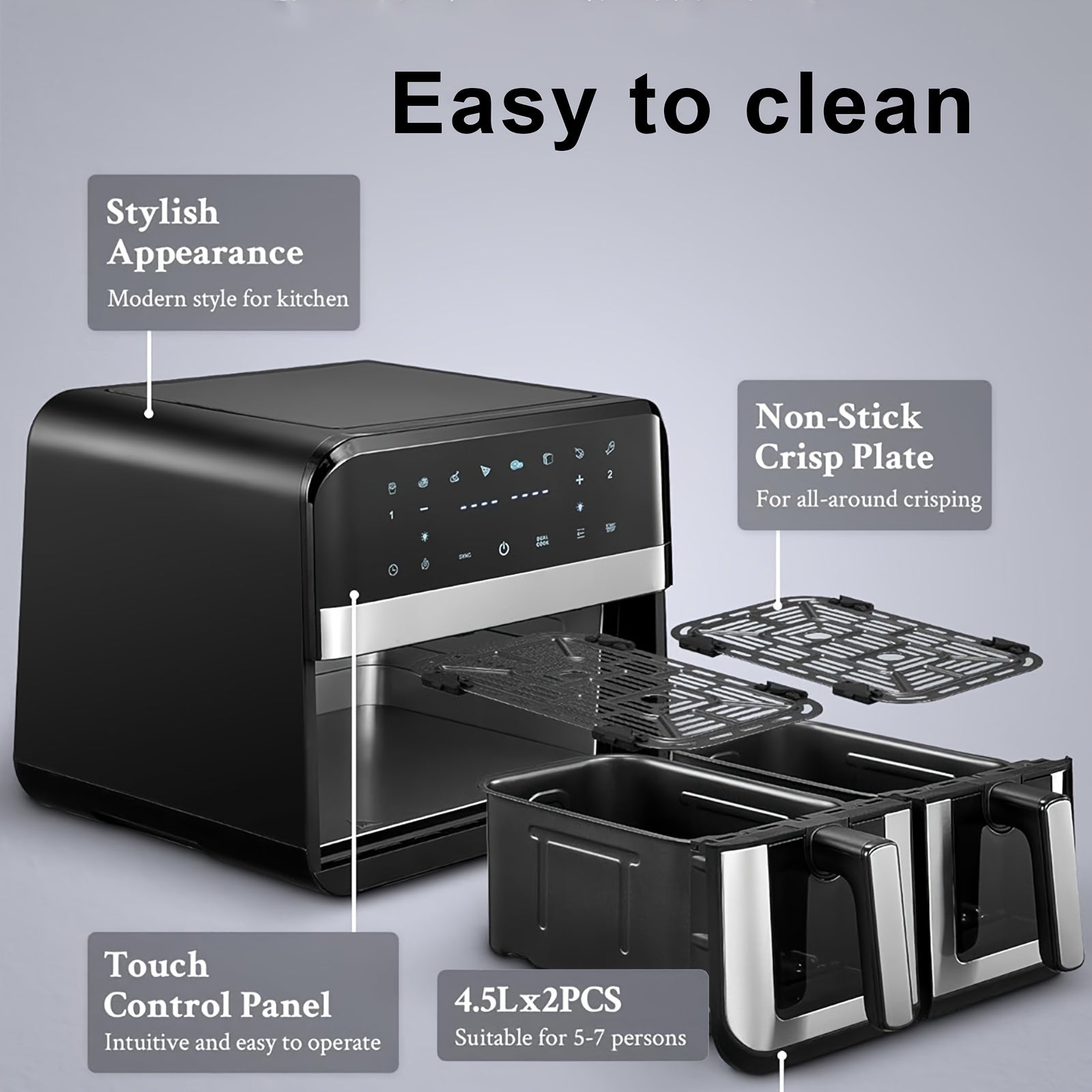 DubblaFritös™ – 9L Luftfritös med Touch och Timer