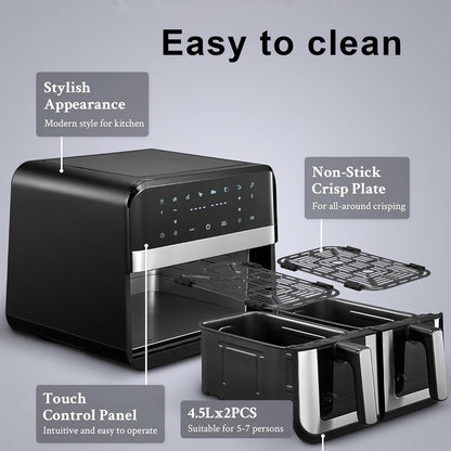 DubblaFritös™ – 9 litran ilmakeitin kosketusnäytöllä ja ajastimella