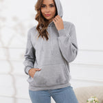 Fleecefodrad hoodie dam – grå med huva & magficka