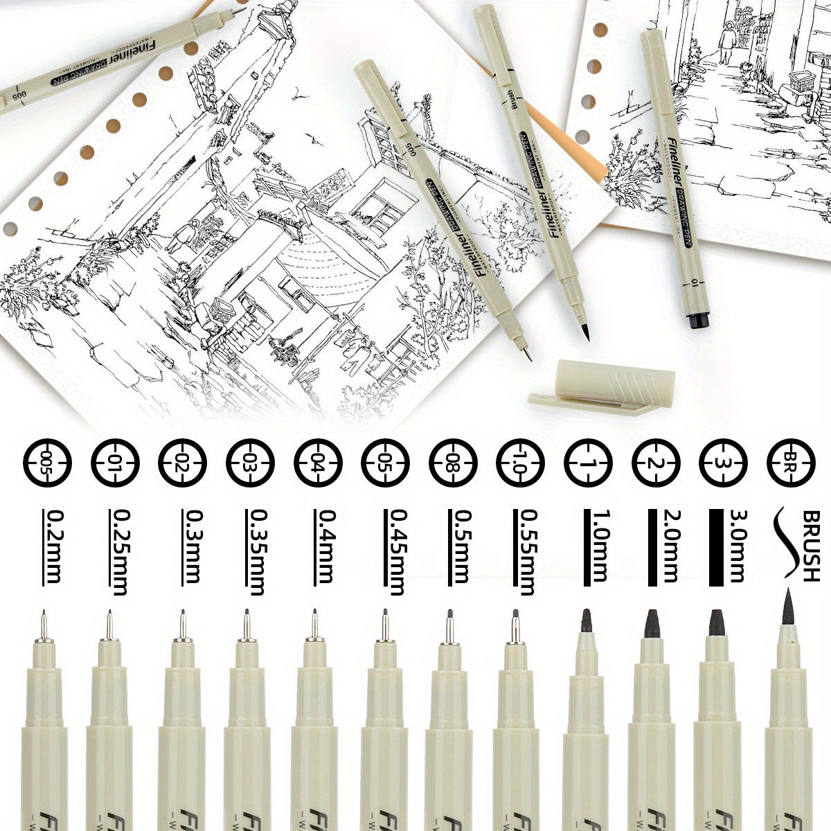 PrecisionArt™ – Fineliner Set med Svart Bläck