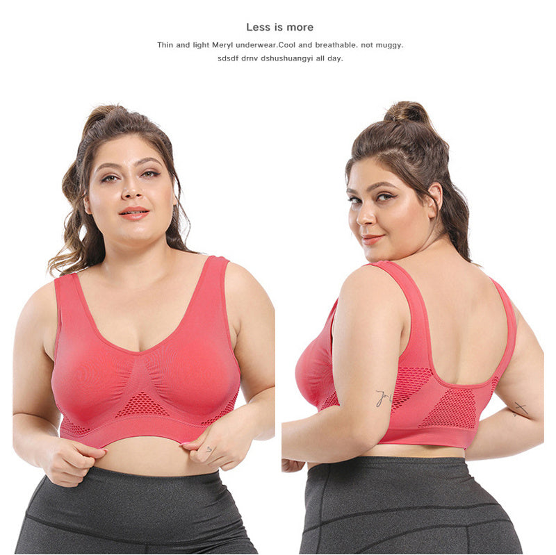 Sömlös sport-bh plus size – andningsbar med push-up & uttagbara inlägg
