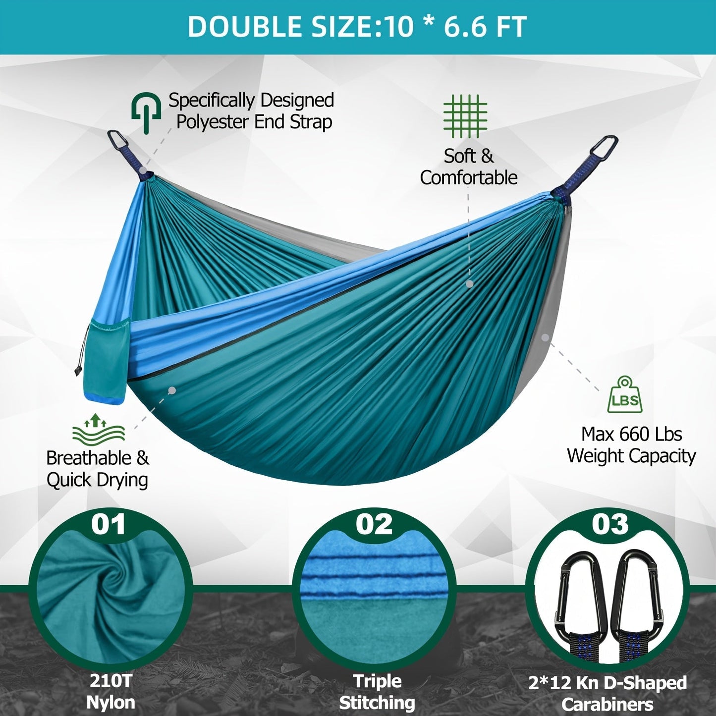 Extra Stor Camping Hängmatta – 3x2 m med Tillbehör