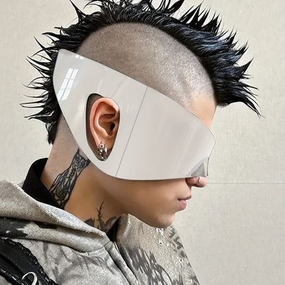 Y2K futuristiska glasögon – oversized skölddesign