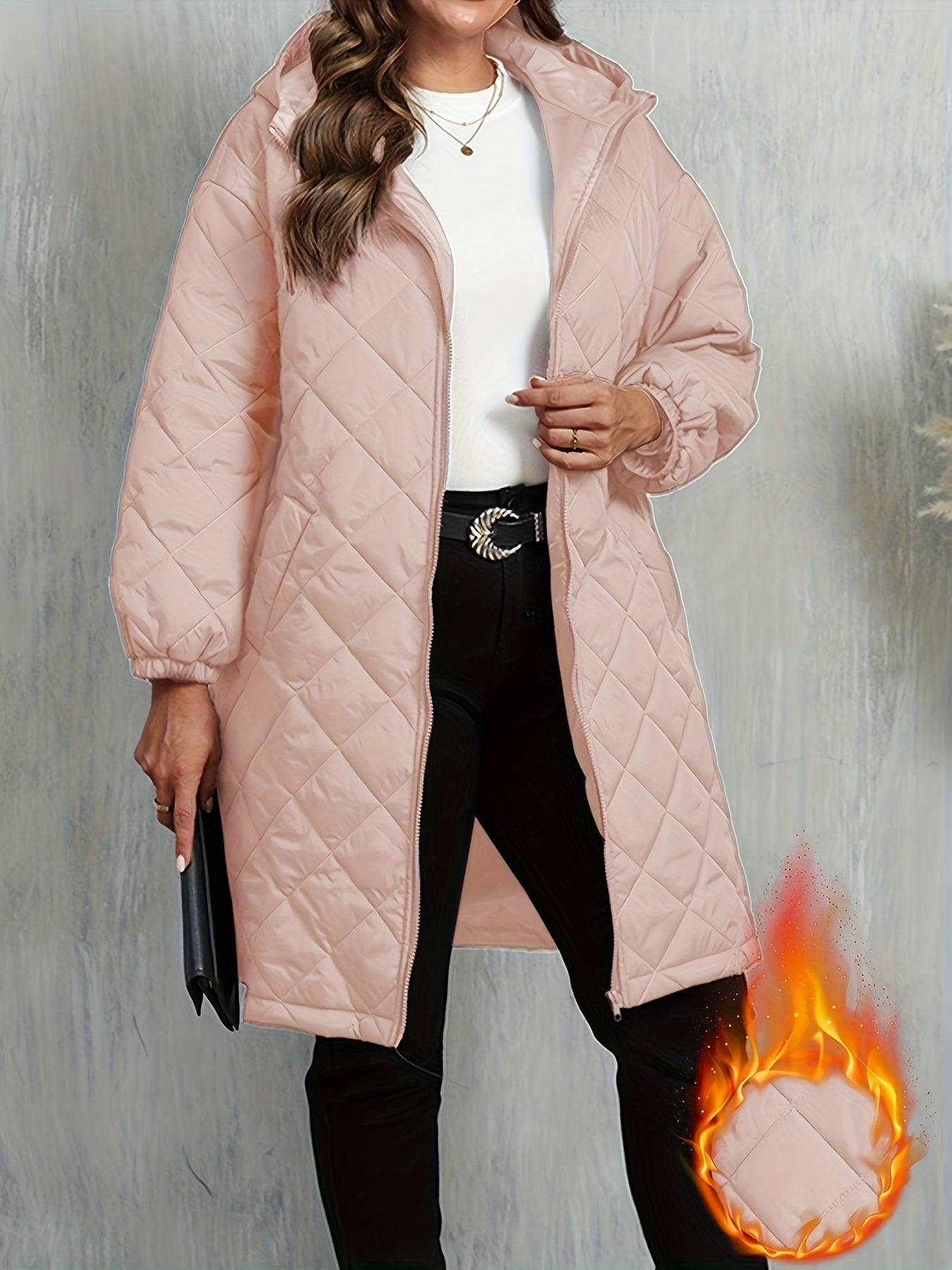 Quiltad jacka dam – elegant lila med huva & dragkedja