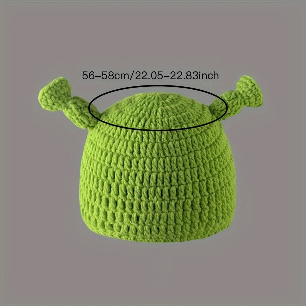 Froggy Mössa, Grön Virkad Vintermössa, Unisex