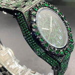 Klocka Daniel (herrklocka i grön design med strass & datumvisning)