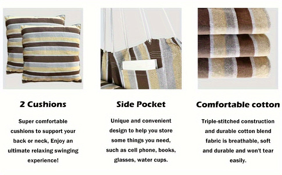 Hängmatta Stol med Kuddar och Canvas Förvaring