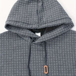 Bohemisk hoodie herr – rutigt långärmad pullover med orange detaljer