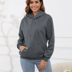 Fleecefodrad hoodie dam – grå med huva & magficka