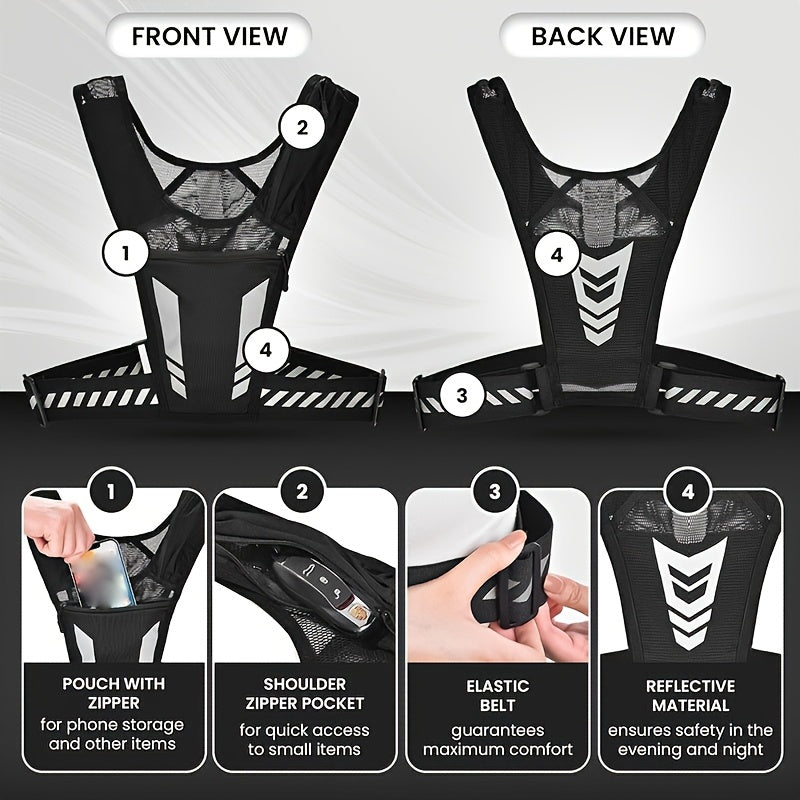 LättRyggsäck™ – Svart Löp-/Cykelryggsäck med Fickor