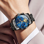 Klocka Andreas (klassisk herrklocka i stål med romerska siffror & månfas)