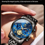 Klocka Andreas (klassisk herrklocka i stål med romerska siffror & månfas)