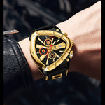 Klocka Per (herrklocka med polygonal design, kalender & nattbelysning)