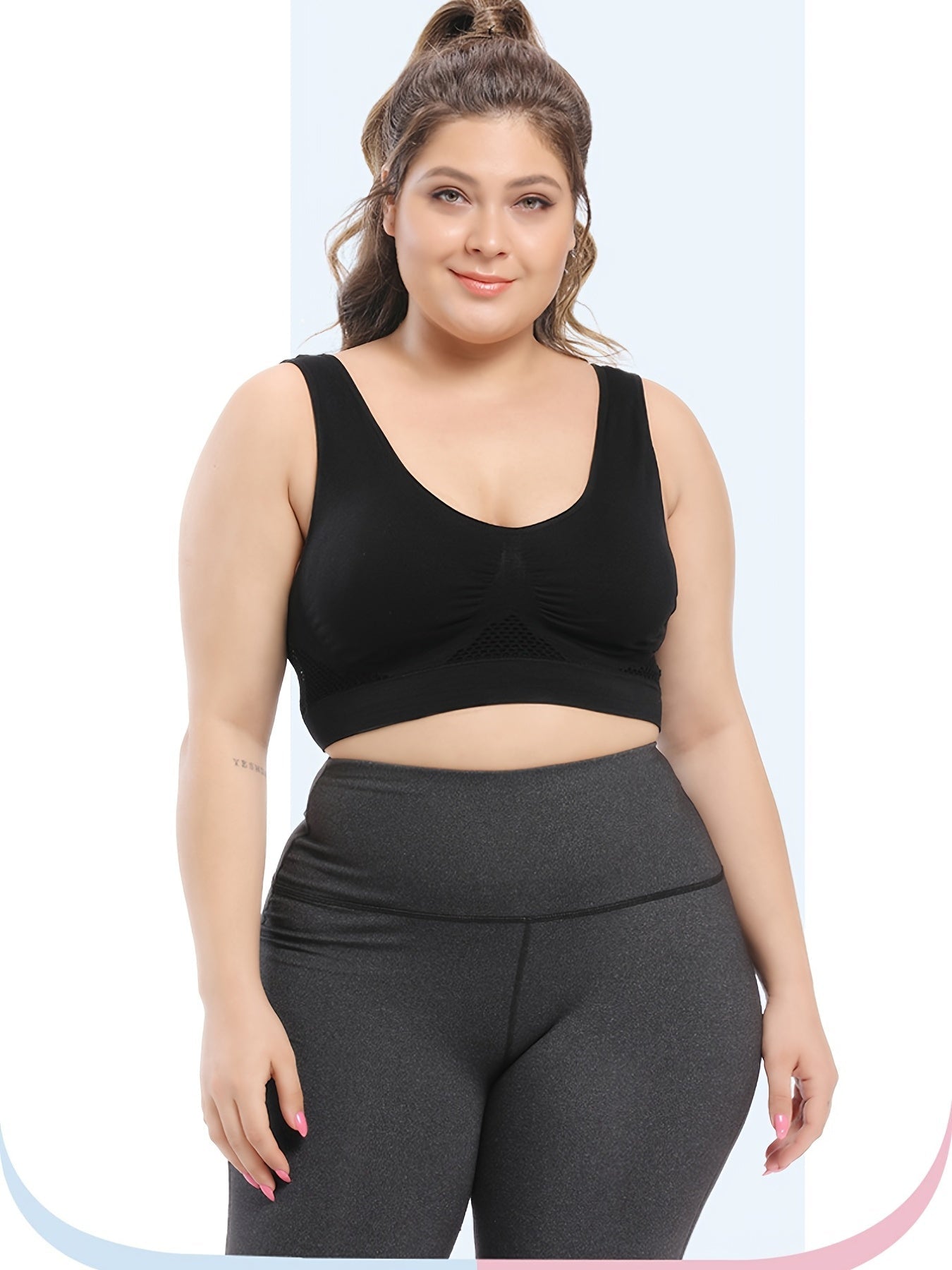 Sömlös sport-bh plus size – andningsbar med push-up & uttagbara inlägg