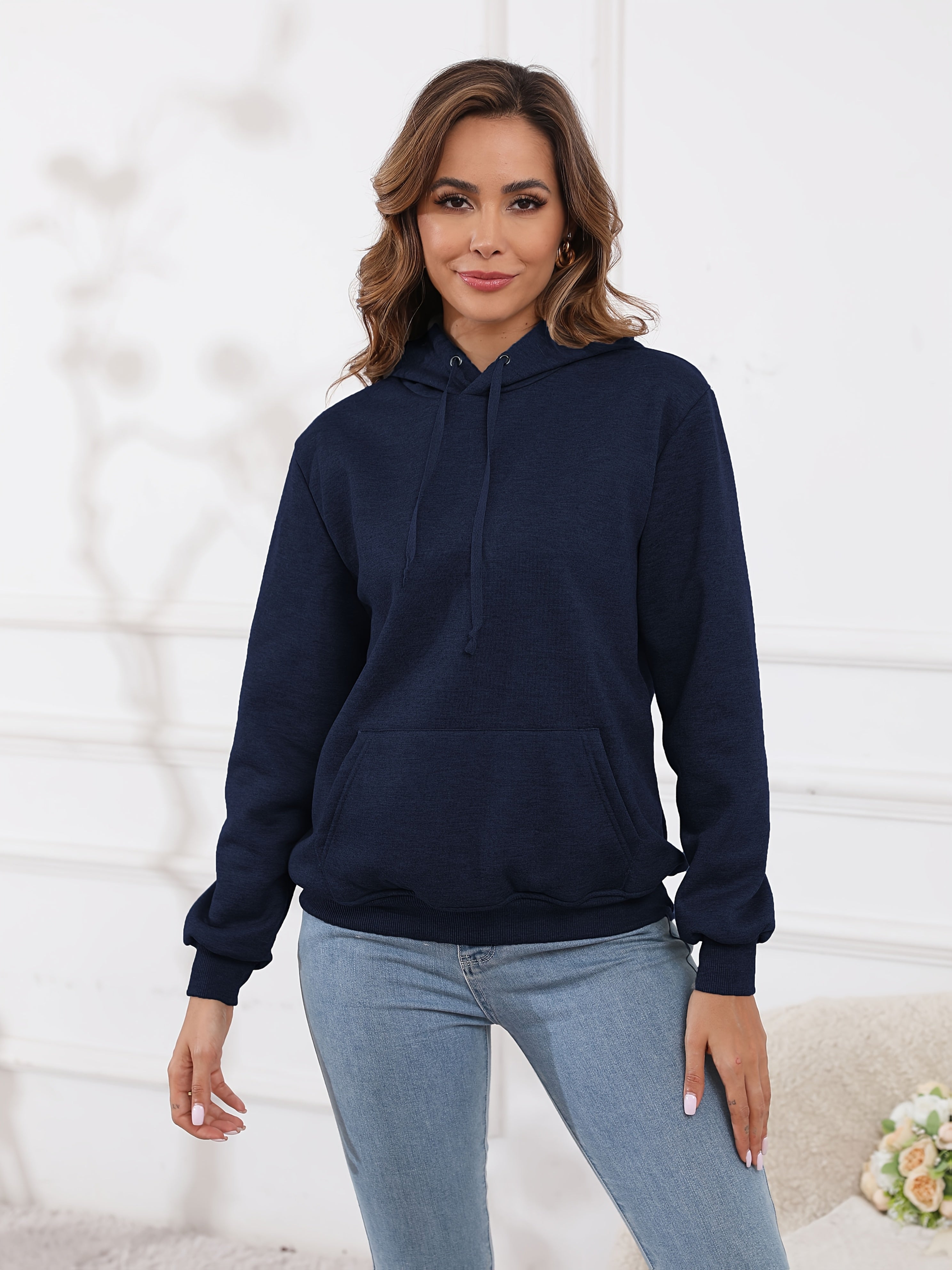 Fleecefodrad hoodie dam – grå med huva & magficka