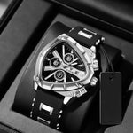 Klocka Tobias (herrklocka i guldfärg med kronograf & svart silikonarmband)