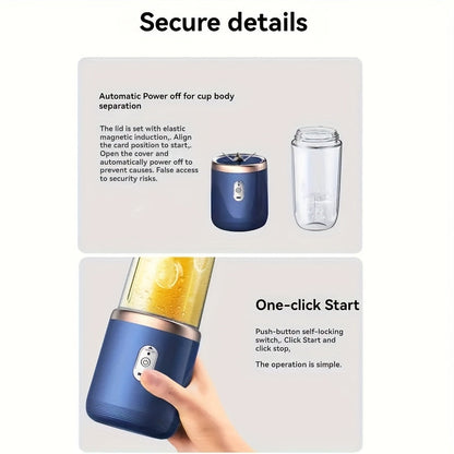 USB Laddningsbar Juiceblender – Portabel med 2 Muggar & Sexbladig Kniv