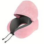 Resekudde U-formad med Huva – Justerbar och Tvättbar